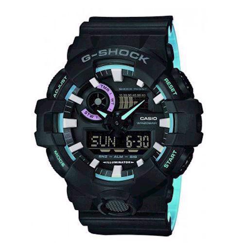 Image of Casio G-Shock sort resin med stål (5522) multifunktions quartz Herre ur, model GA-700PC-1AER